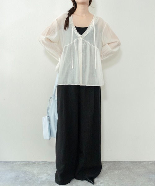 on:nue（オンニュ）の「【on:nue】[着用動画あり！/4色展開/2サイズ展開] リネン混リラックスタックワイドパンツ /2026 SS COLLECTION（その他パンツ・レディース・ブラック/アイボリー/チャコール/ベージュ・SMALL/MEDIUM）」の12枚目の写真