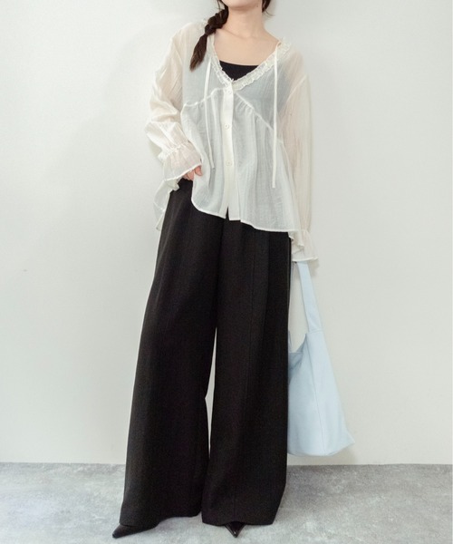 on:nue（オンニュ）の「【on:nue】[着用動画あり！/4色展開/2サイズ展開] リネン混リラックスタックワイドパンツ /2026 SS COLLECTION（その他パンツ・レディース・ブラック/アイボリー/チャコール/ベージュ・SMALL/MEDIUM）」の13枚目の写真