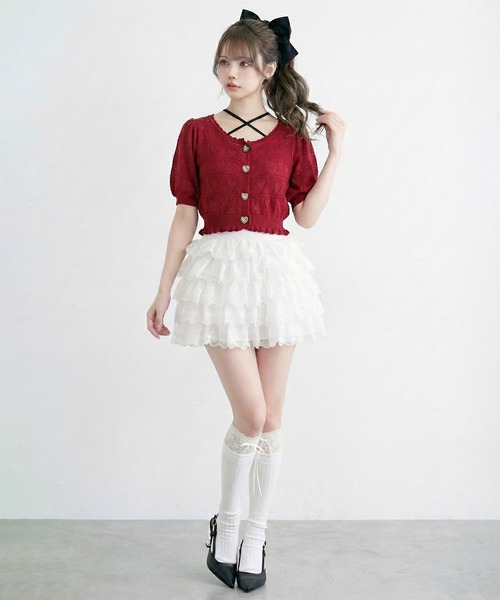DearMyLoveRose(ディアマイラブローズ)の「ミルフィーユティアードレースミニスカート(スカート・レディース・ホワイト/ブラック・LARGE/MEDIUM)」の8枚目の写真