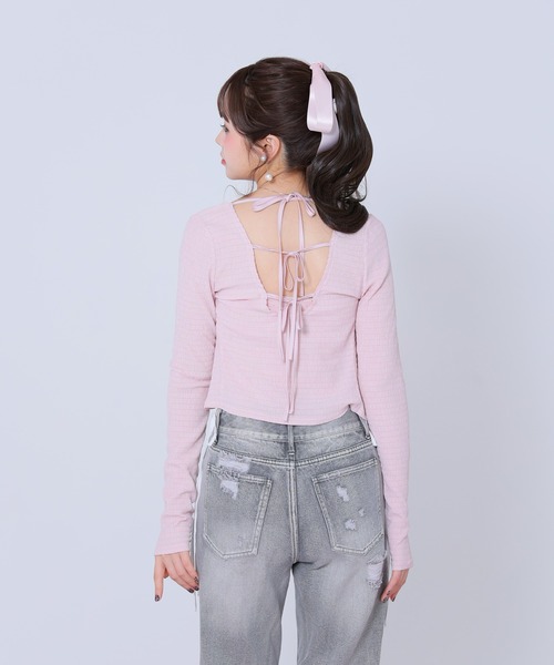 セール】Back ribbon bear ensemble tops（アンサンブル）｜M me eme