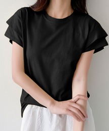 【綿100%使用】フレンチスリーブ無地Tシャツ(レイヤード・インナー対応)