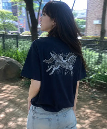 KRUXH（クルクス）の「ペガサスドローストリングTディープネイビー（Tシャツ/カットソー）」