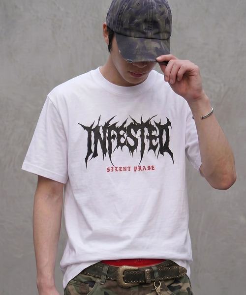 SILVER BULLET(シルバーバレット)の「『SILVER BULLET SELECT AP/シルバーバレットセレクト』刺繍メタルロゴ半袖Tシャツ【Z】(Tシャツ/カットソー・メンズ・ピンク系1/ホワイト/ブラック系1・L/M)」の2枚目の写真