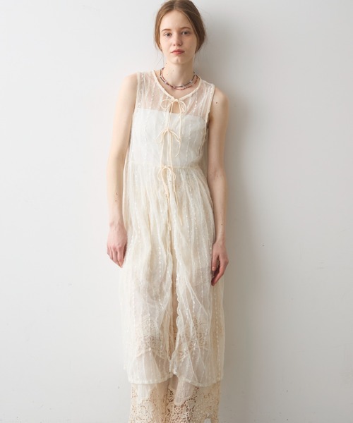 Crisp（クリスプ）の「sheer tulle onepiece / シアーチュールワンピース（ワンピース・レディース・アイボリー/ブルー・FREE）」の2枚目の写真