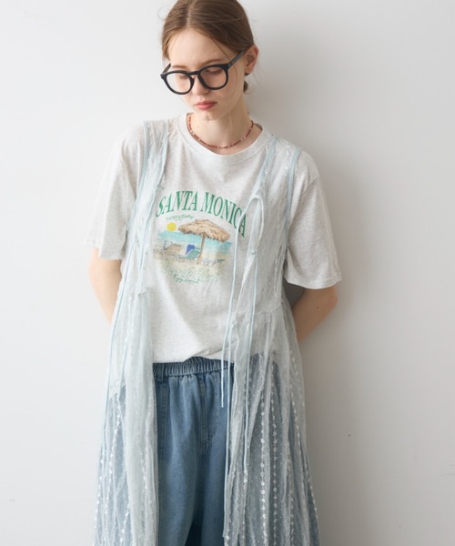 Crisp（クリスプ）の「sheer tulle onepiece / シアーチュールワンピース（ワンピース・レディース・アイボリー/ブルー・FREE）」の20枚目の写真