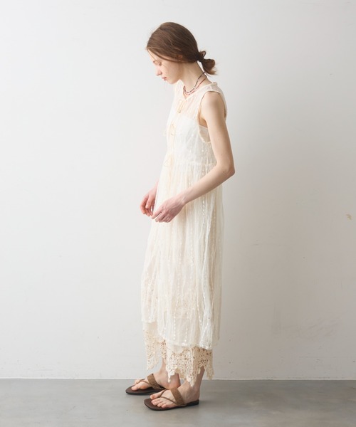 Crisp（クリスプ）の「sheer tulle onepiece / シアーチュールワンピース（ワンピース・レディース・アイボリー/ブルー・FREE）」の5枚目の写真