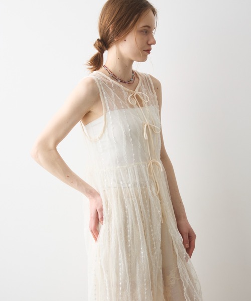 Crisp（クリスプ）の「sheer tulle onepiece / シアーチュールワンピース（ワンピース・レディース・アイボリー/ブルー・FREE）」の10枚目の写真