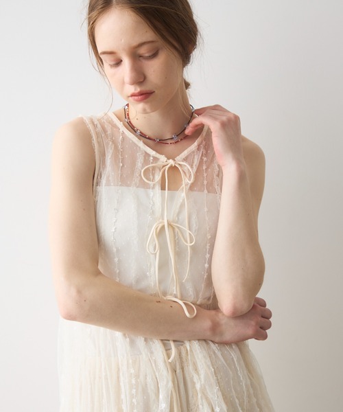 Crisp（クリスプ）の「sheer tulle onepiece / シアーチュールワンピース（ワンピース・レディース・アイボリー/ブルー・FREE）」の12枚目の写真