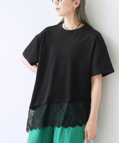 reca(レカ)の「裾レースアシメTシャツ(Tシャツ/カットソー・レディース・ブラック/オフホワイト・FREE)」の13枚目の写真