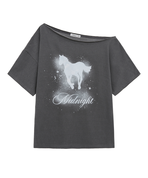 Midnight Move(ミッドナイトムーブ)の「horse t (dark grey)(Tシャツ/カットソー・レディース・その他・FREE)」の1枚目の写真