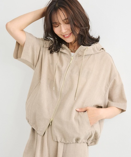 BARNYARDSTORM(バンヤードストーム)の「BARNYARDSTORM / ハーフスリーブフードブルゾン【JAPAN FABRIC】<セットアップ対応>(ブルゾン・レディース・ベージュ/グレー・FREE)」の22枚目の写真