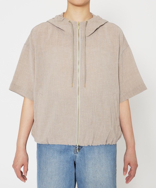 BARNYARDSTORM(バンヤードストーム)の「BARNYARDSTORM / ハーフスリーブフードブルゾン【JAPAN FABRIC】<セットアップ対応>(ブルゾン・レディース・ベージュ/グレー・FREE)」の3枚目の写真