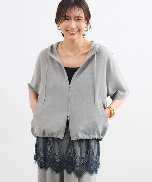 BARNYARDSTORM(バンヤードストーム)の「BARNYARDSTORM / ハーフスリーブフードブルゾン【JAPAN FABRIC】<セットアップ対応>(ブルゾン・レディース・ベージュ/グレー・FREE)」の18枚目の写真