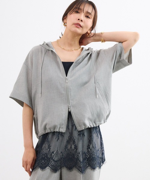 BARNYARDSTORM(バンヤードストーム)の「BARNYARDSTORM / ハーフスリーブフードブルゾン【JAPAN FABRIC】<セットアップ対応>(ブルゾン・レディース・ベージュ/グレー・FREE)」の19枚目の写真