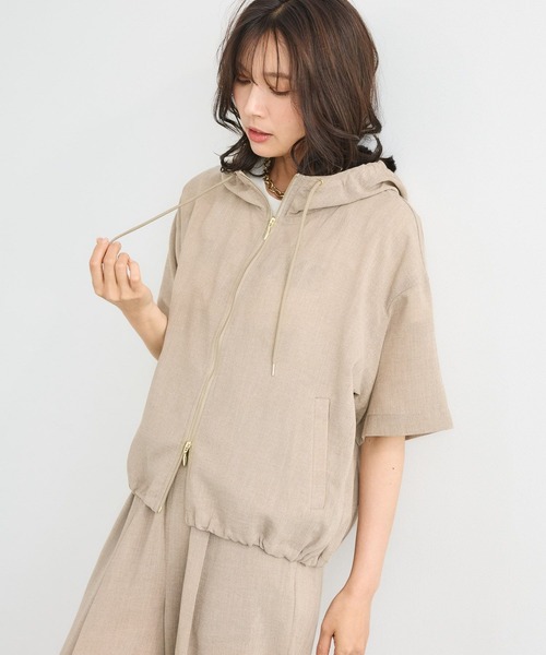 BARNYARDSTORM(バンヤードストーム)の「BARNYARDSTORM / ハーフスリーブフードブルゾン【JAPAN FABRIC】<セットアップ対応>(ブルゾン・レディース・ベージュ/グレー・FREE)」の21枚目の写真