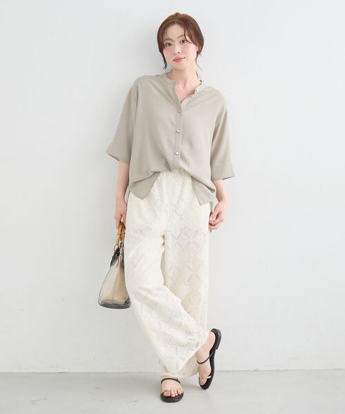 le.coeur blanc(ルクールブラン)の「パッチワーク風レースイージーパンツ(その他パンツ・レディース・イエロー/ブラック/オフホワイト・38)」の7枚目の写真