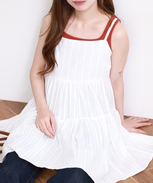 atONE(アットワン)の「プリントジャガードティアードキャミチュニック(Tシャツ/カットソー・レディース・ホワイト系9/ブラック系その他6/ブラック/オフホワイト・F)」の15枚目の写真