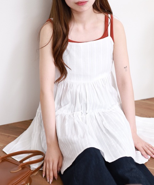 atONE(アットワン)の「プリントジャガードティアードキャミチュニック(Tシャツ/カットソー・レディース・ホワイト系9/ブラック系その他6/ブラック/オフホワイト・F)」の17枚目の写真
