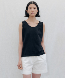 Boxy Fit Cotton Sleeveless Tee_BLACK