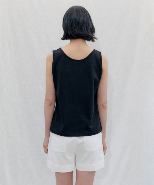 STEP AROUND(ステップアラウンド)の「Boxy Fit Cotton Sleeveless Tee_BLACK(Tシャツ/カットソー・レディース・その他・FREE)」の3枚目の写真