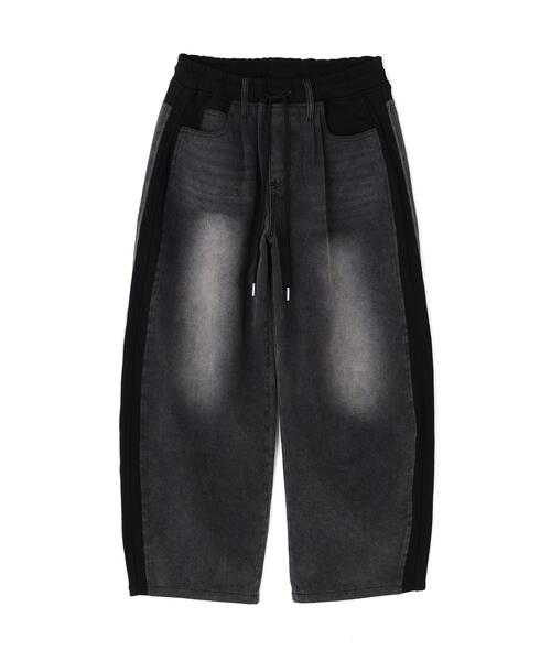 SIS(エスアイエス)の「SIS/エスアイエス/Docking Denim Sweat Pants(デニムパンツ・レディース・ブラック/ブルー・M)」の1枚目の写真