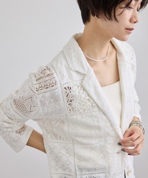 SALON adam et rope' | 【WEB限定】刺繍レースパッチワークシャツジャケット/ セットアップ対応(テーラードジャケット)