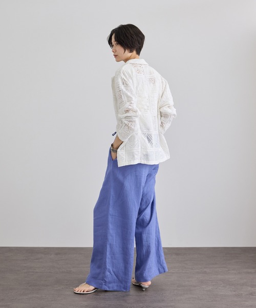 SALON adam et rope'（サロン アダム エ ロペ）の「【WEB限定】刺繍レースパッチワークシャツジャケット/ セットアップ対応（テーラードジャケット・レディース・ブラック/ホワイト・FREE）」の19枚目の写真
