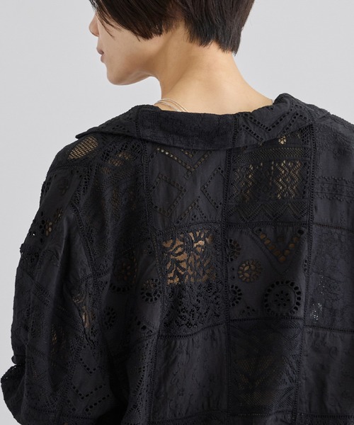 SALON adam et rope'（サロン アダム エ ロペ）の「【WEB限定】刺繍レースパッチワークシャツジャケット/ セットアップ対応（テーラードジャケット・レディース・ブラック/ホワイト・FREE）」の20枚目の写真