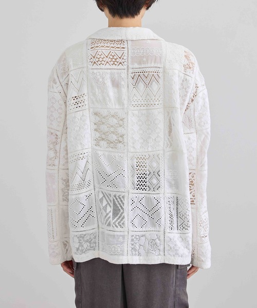 SALON adam et rope'（サロン アダム エ ロペ）の「【WEB限定】刺繍レースパッチワークシャツジャケット/ セットアップ対応（テーラードジャケット・レディース・ブラック/ホワイト・FREE）」の7枚目の写真