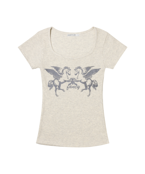 FANCY CLUB(ファンシークラブ)の「ペガサスリブトップ(オートミール)F26QB058(Tシャツ/カットソー・レディース・その他・ONE)」の4枚目の写真