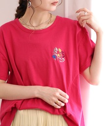 EMAGO 花刺繍フレアT 半袖