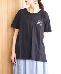 EMAGO 花刺繍ﾌﾚｱT 半袖
