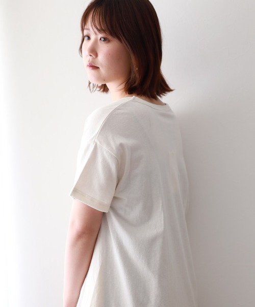 Emago（イマゴ）の「EMAGO 花刺繍ﾌﾚｱT 半袖（Tシャツ/カットソー・レディース・ブラック/ピンク/アイボリー・FREE）」の6枚目の写真