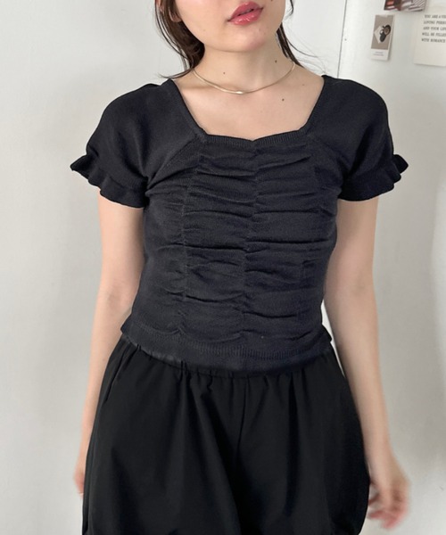 CLEA(クレア)の「半袖シャーリングフリルトップス(Tシャツ/カットソー・レディース・ホワイト/ピンク/ブラック/アイボリー・FREE)」の14枚目の写真