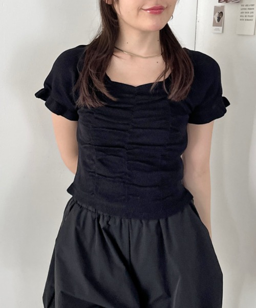 CLEA(クレア)の「半袖シャーリングフリルトップス(Tシャツ/カットソー・レディース・ホワイト/ピンク/ブラック/アイボリー・FREE)」の16枚目の写真