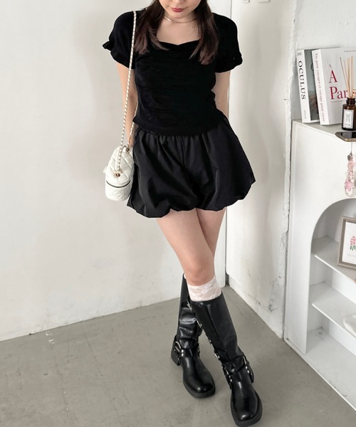 CLEA(クレア)の「半袖シャーリングフリルトップス(Tシャツ/カットソー・レディース・ホワイト/ピンク/ブラック/アイボリー・FREE)」の17枚目の写真