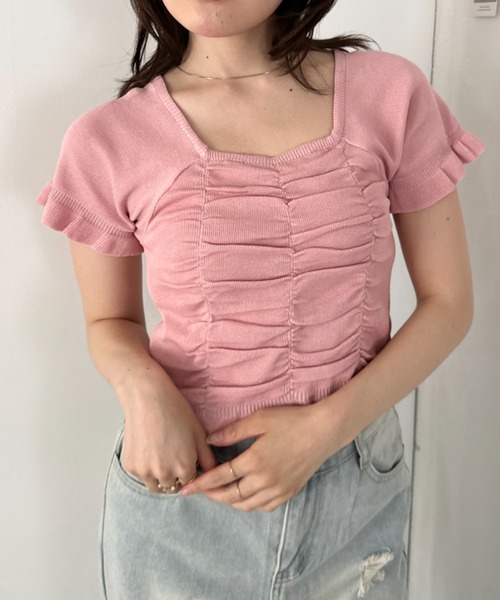 CLEA(クレア)の「半袖シャーリングフリルトップス(Tシャツ/カットソー・レディース・ホワイト/ピンク/ブラック/アイボリー・FREE)」の18枚目の写真