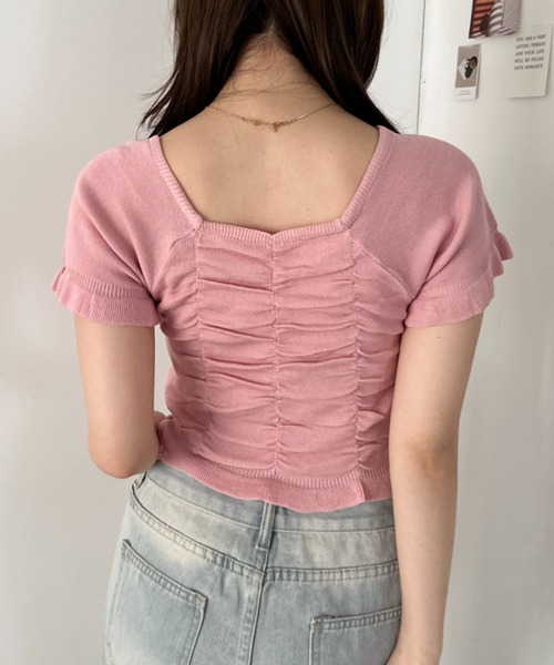 CLEA(クレア)の「半袖シャーリングフリルトップス(Tシャツ/カットソー・レディース・ホワイト/ピンク/ブラック/アイボリー・FREE)」の19枚目の写真