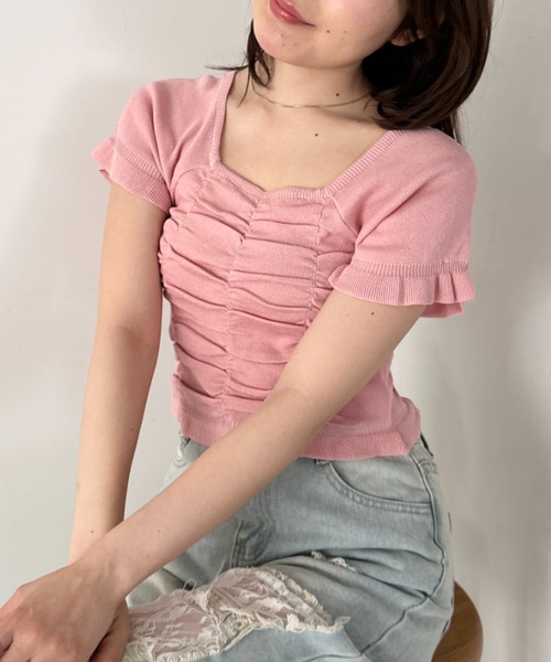 CLEA(クレア)の「半袖シャーリングフリルトップス(Tシャツ/カットソー・レディース・ホワイト/ピンク/ブラック/アイボリー・FREE)」の20枚目の写真