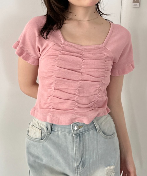 CLEA(クレア)の「半袖シャーリングフリルトップス(Tシャツ/カットソー・レディース・ホワイト/ピンク/ブラック/アイボリー・FREE)」の21枚目の写真