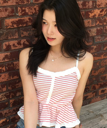 Ruffle Lace Waffle Sleeveless Red