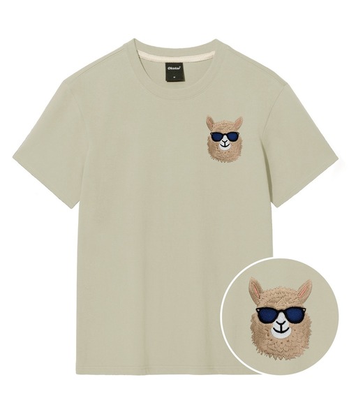 OKSTAR（オクスター）の「アイムアルパカ刺繍半袖（Tシャツ/カットソー・レディース・ブラック/グレー/ダークグリーン/ライトグレー/ホワイト/ライトベージュ/カーキ/ダークブルー/ネイビー/ベージュ/クリーム/ダークグレー・SMALL/MEDIUM/LARGE/X-LARGE/2XL/3XL/4XL）」の8枚目の写真