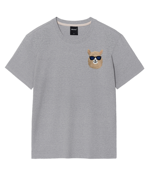 OKSTAR（オクスター）の「アイムアルパカ刺繍半袖（Tシャツ/カットソー・レディース・ブラック/グレー/ダークグリーン/ライトグレー/ホワイト/ライトベージュ/カーキ/ダークブルー/ネイビー/ベージュ/クリーム/ダークグレー・SMALL/MEDIUM/LARGE/X-LARGE/2XL/3XL/4XL）」の13枚目の写真