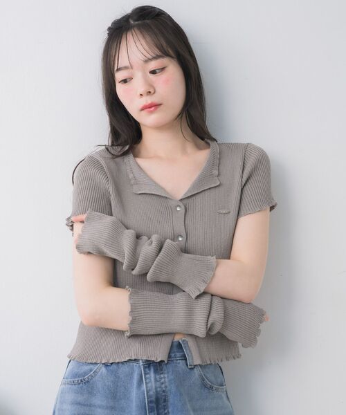 ems excite(エムズエキサイト)の「NTカーデ&アームカバーSET(ニット/セーター・レディース・ライトグレー/ブラック/グリーン・FREE)」の9枚目の写真