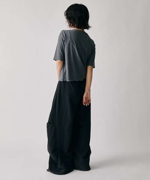 goocy(グーシー)の「テレコギャザー5分袖Vカーデ(Tシャツ/カットソー・レディース・ホワイト/チャコールグレー/ブラック・FREE)」の20枚目の写真