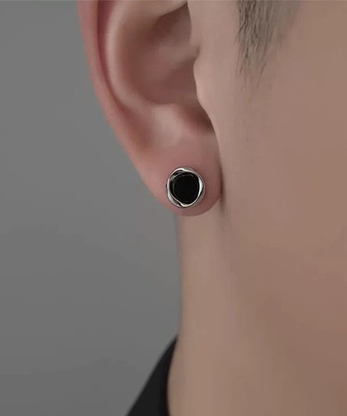 tunee（チュニー）の「EK563/シルバーブラックストーンペアピアス/両耳用/メンズ(NEZ)（ピアス（両耳用）・メンズ・シルバー・FREE）」の5枚目の写真