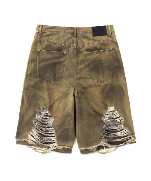 NOT4NERD(ノットフォーナード)の「NOT4NERD/ノットフォーナード/Camo Layered Distressed Bermuda Denim Pants(デニムパンツ・メンズ・ベージュ/ブルー・M/XL/L)」の3枚目の写真