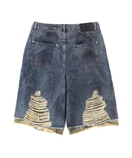 NOT4NERD(ノットフォーナード)の「NOT4NERD/ノットフォーナード/Camo Layered Distressed Bermuda Denim Pants(デニムパンツ・メンズ・ベージュ/ブルー・M/XL/L)」の5枚目の写真