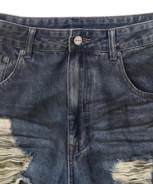 NOT4NERD(ノットフォーナード)の「NOT4NERD/ノットフォーナード/Camo Layered Distressed Bermuda Denim Pants(デニムパンツ・メンズ・ベージュ/ブルー・M/XL/L)」の6枚目の写真