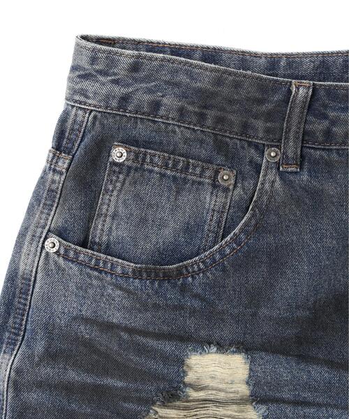NOT4NERD(ノットフォーナード)の「NOT4NERD/ノットフォーナード/Camo Layered Distressed Bermuda Denim Pants(デニムパンツ・メンズ・ベージュ/ブルー・M/XL/L)」の7枚目の写真